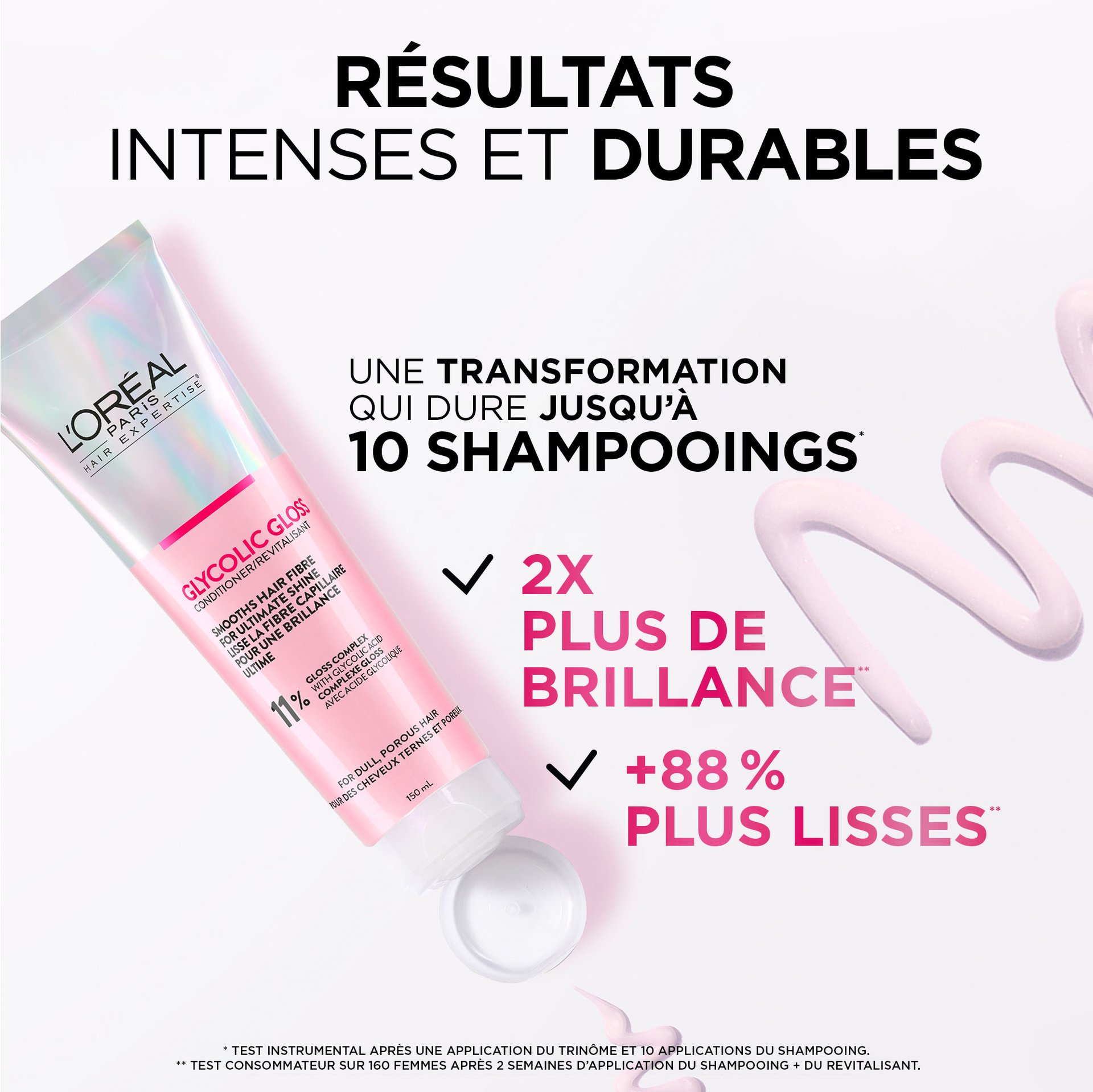 L'Oréal Paris Hair Expertise Revitalisant brillance Glycolic Gloss, résultas principaux